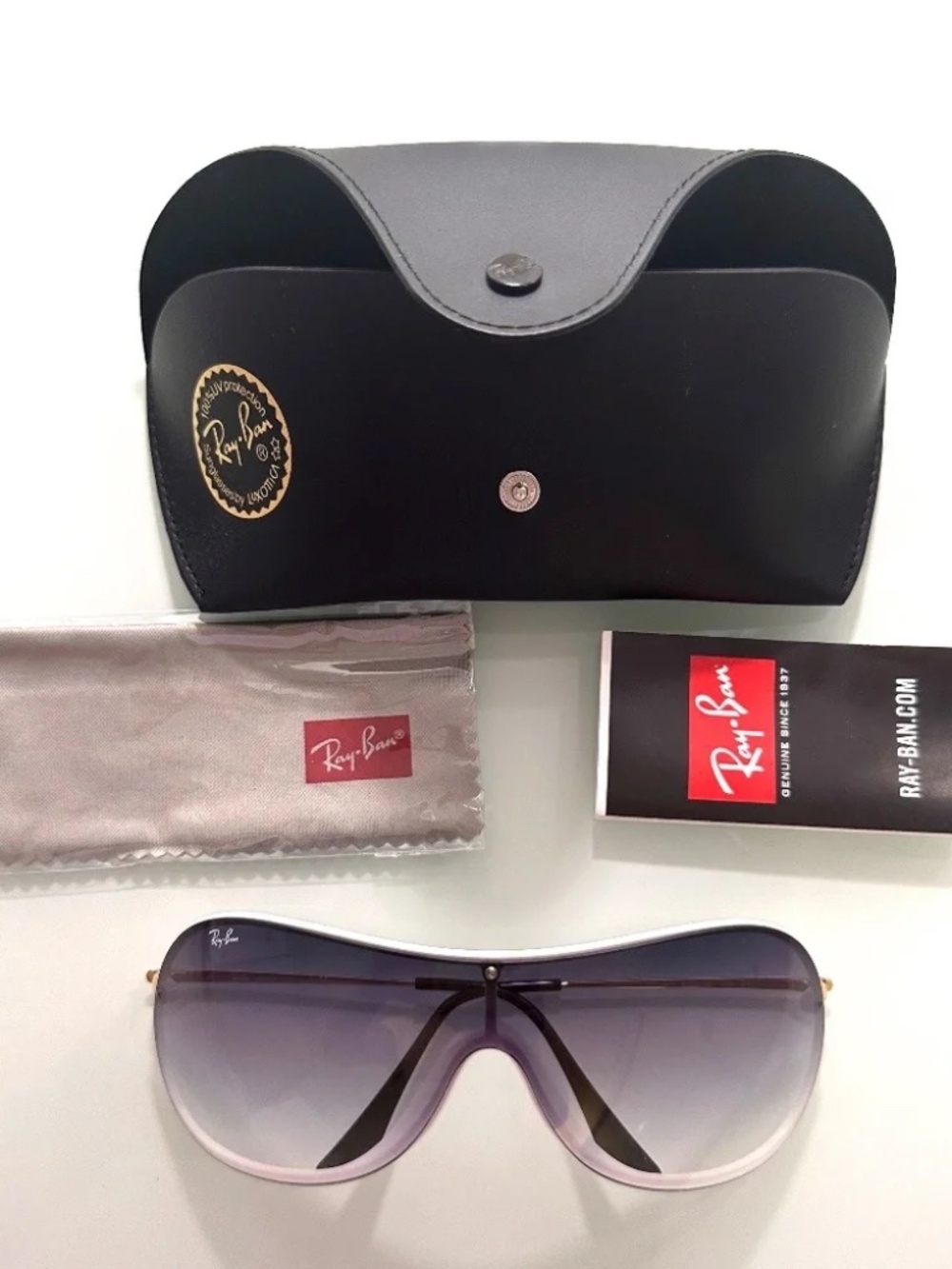 RAY-BAN RB4411 Shield Aviators Sunglasses in WHITE/GOLD/PURPLE (NEW)